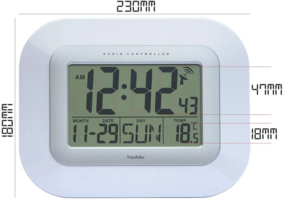 Radio Controlled Wall Clock or Desk Clock Large LCD UK & Ireland Version - Image 2 of 4