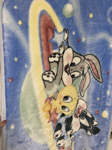 3 Vintage Baby Looney Tunes Tweety Outer Space Bugs Minky Plush Crib Blanket Set - Picture 18 of 24