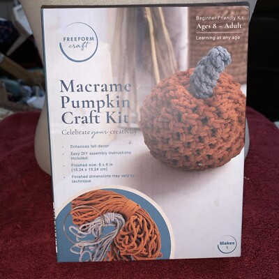 Macrame Pumpkin Craft Kit, Freeform Craft Kit, 6'' x 6'', Ages 8 to Adults, New