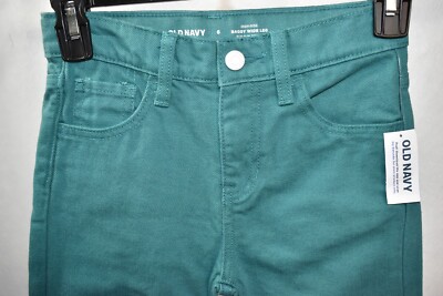 Old Navy Jeans Size 6 Green Baggy Wide leg Adjustable Waist Girl's