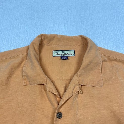 Camicia hawaiana Tommy Bahama uomo grande arancione jacquard con bottoni manica corta - Foto 3 di 9