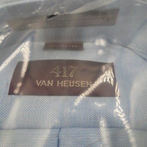 Vintage Blue Van Heusen 417 Long Sleeve Shirt New Authentic Shirtwear Med 16.5 - Picture 2 of 4