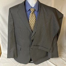 Jos. A. Bank Mens 43R 43 R Suit Gray Striped Wool Silk Blend 37W 30L Free Ship