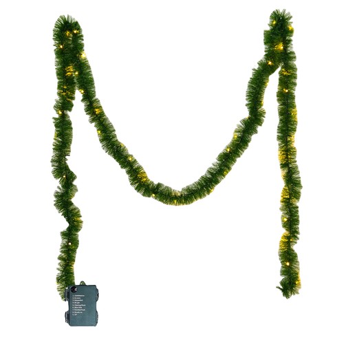 16FT Christmas Pre-Lit Garland Pine Branches Lighted Garland Door Wreath withLED