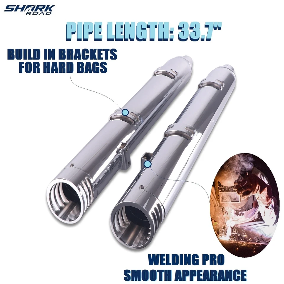 SHARKROAD 4" Slip On Mufflers Exhaust for Indian 2014-UP Motorcycle Exhaust - Изображение 4 из 4