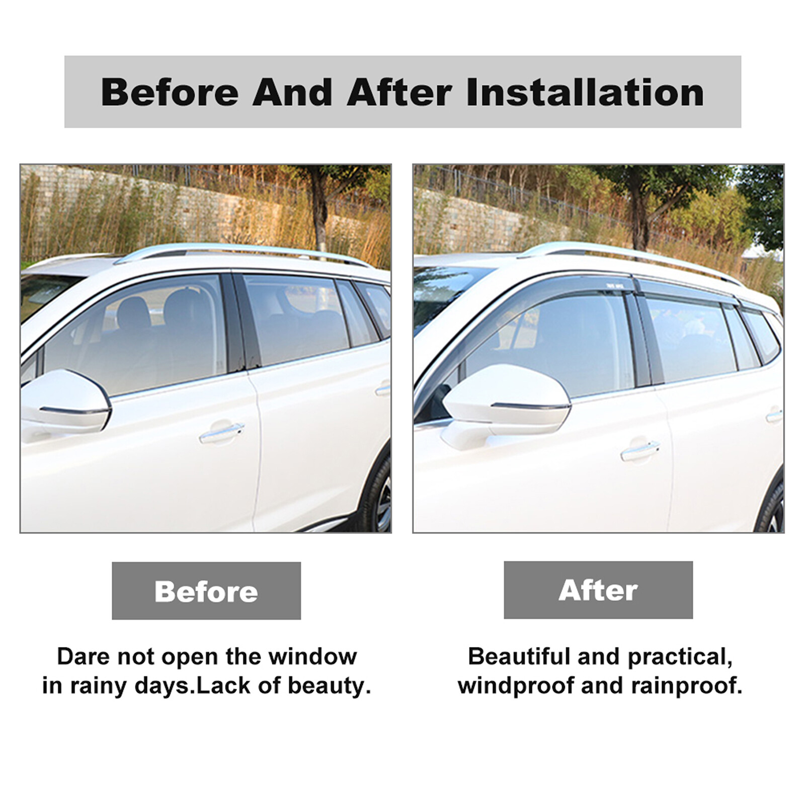 Dark Black Side Wind Deflectors Window Visors 4p For 00-06 Yukon/Tahoe/Escalade