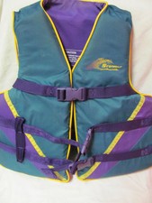 Stearns Youth Life Jacket Ski Vest "Youth Long" Chest 26"-29" Teal Blue  Purple