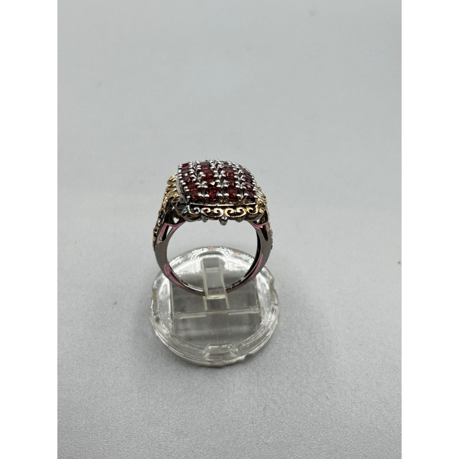 Rectangular Ring with Garnets Size 8 Sterling Sil… - image 6