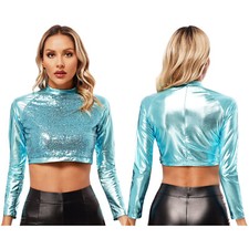 Womens Dance Costumes Crop Tops Halloween Tank Ladies Blouses Costume Outfits