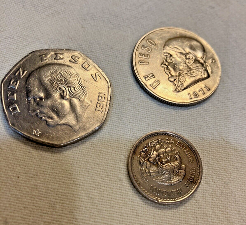1981 1971 1938 Diez Pesos Mexican Vintage (3) Coin Mexico Lot