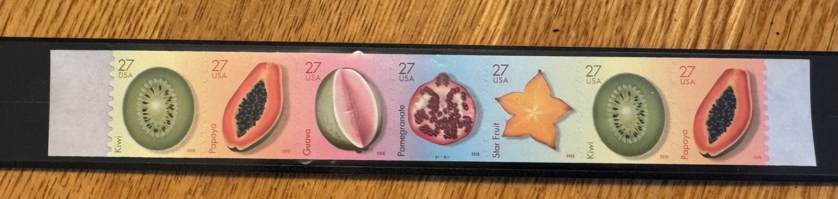 Tropical Fruit Stamps PNC V1111111 coil strip of 7 MNH 27 cent