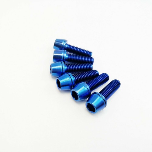 Titanium Ti Blue M5x18 Bolts Allen Hex Bike Tapered Head Screw Washer 6Pcs/lot - Picture 3 of 3