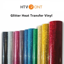 HTVRONT Glitter Heat Transfer Vinyl HTV vinyl Roll Iron On Vinyl 10" x 5-15 FT