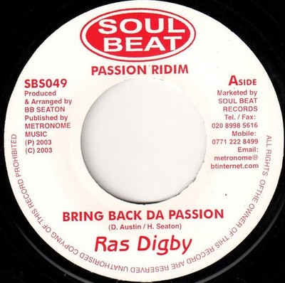 Ras Digby - Bring Back Da Passion / Passion Riddim, 7'', (Vinyl)