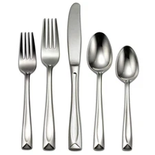 Oneida Lincoln 45 Piece Stainless Steel Flatware Set for 8 Minimalist Design