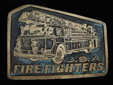 PK13138 VINTAGE 1970s U.S.A. FIRE FIGHTERS COMMEMORATIVE BELT BUCKLE