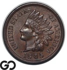 1905 Indian Head Cent Penny AU, Sharp Strike Brown Copper