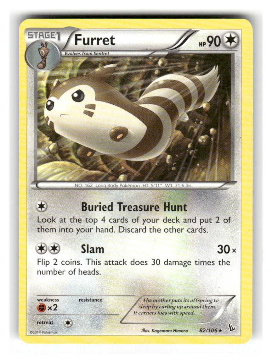 Furret 82/106 Rare Flashfire Pokemon Lightly Played
