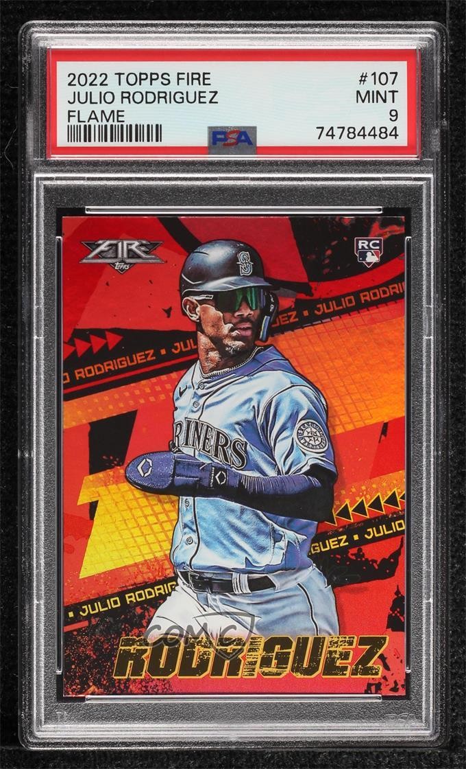 2022 Topps Fire Flame Julio Rodriguez #107 PSA 9 MINT Rookie RC