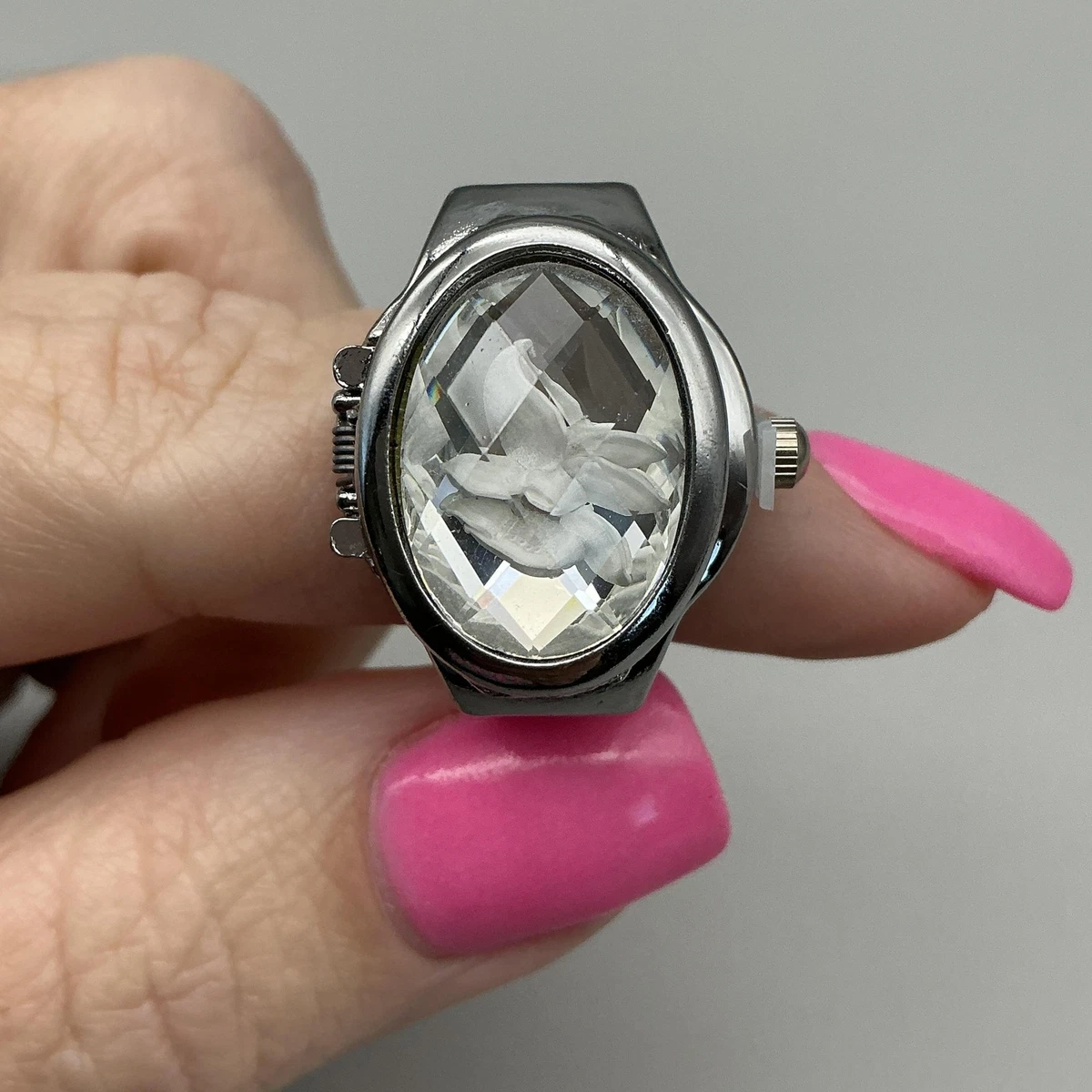 Vintage Bradley Ring Watch Women 22mm Silver Gold Tone Faux Pearl Locket Manual Other Locket Wristwatches for sale - eBay main image 3
