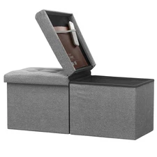Storage Ottoman Bench with Folding Lid â…¢ Foot Stools Opens on Both Ends Foo...