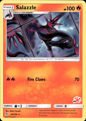 Salazzle 34/236 Rare Unified Minds Pokemon Lightly Played