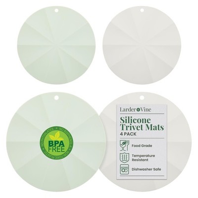 Larder & Vine Silicone Trivets for Hot Pots and Pans | Set of 4 Round Hot Pad...