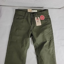 Levi's 511 Boys Slim Size 14 Flex Stretch Performance Jeans 27x27 Olive Green