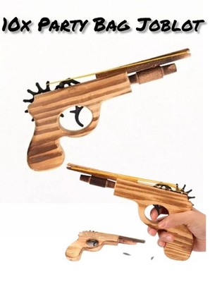  Menge 10 Holz Gummiband Waffen-Party Tasche Füller/Kinder Retro Spielzeug/Fa