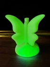 Fenton Uranium Glass Butterfly Figurine UV Glow Vaseline Green Vintage