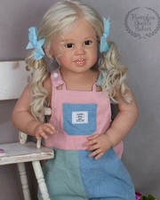 30" Handmade Lovely Reborn Doll Painted Kit Toddler Girl Rooted Curly Hair Gift