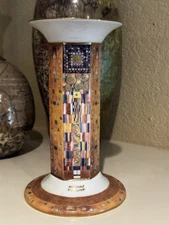 Goebel Arts Orbes Gustav Klimt Porcelain Pillar Candlestick Stoclet-Fries 8"