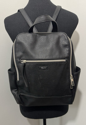 Relic by Fossil Backpack Handbag Black Faux Pebbled Leather Medium