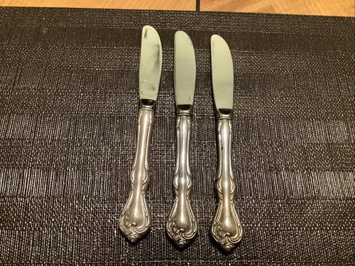 3 PCs. Reed and Barton "Rose Cascade" Sterling Silver 6 3/8 inch Butter Knives