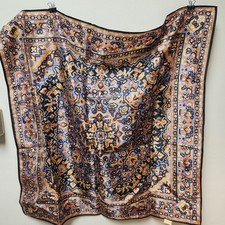 Vintage Glentex Square Scarf 100 Nylon Made In Japan 25" Persian Style Pattern