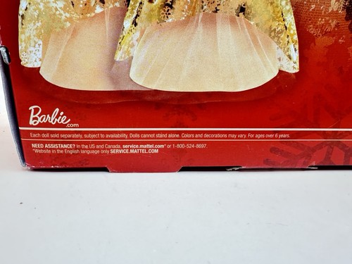 Mattel Holiday Barbie Doll (African American, Gold Dress, Black Curly Hair) -... - Picture 8 of 10