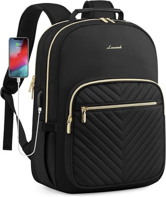 LOVEVOOK Laptop Backpack Purse for Women, Work Travel 15.6-Inch, A Black 