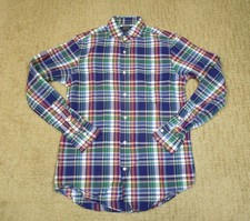 Polo Ralph Lauren Shirt Men Small Blue Plaid Long Sleeve Oxford Cutaway Collar