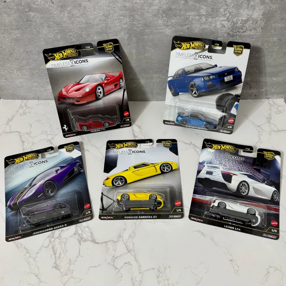 Hot Wheels Timeless Icons Premium - Ferrari Nissan Koenigsegg Porsche Lexus