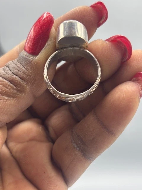 Anillo de plata esterlina de vidrio marino genuino lavanda talla 9,5 Foto 4 de 4