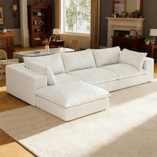 118" Cloud Couch 3-Seater Sectional Modular couch with Ottoman for Living Room