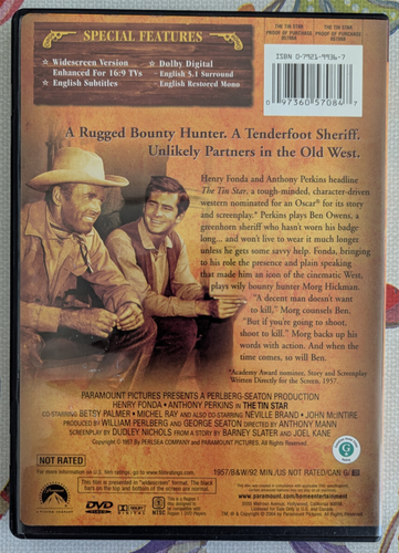 The Tin Star (DVD, 2004) Henry Fonda, Anthony Perkins Region 1 US Import VGC - Foto 2 di 4