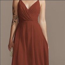 David’s bridal burnt orange/cinnamon bridesmaid wedding guest dress