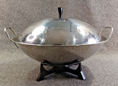 Vintage Farberware Stainless Steel Electric Wok #303A Aluminum Clad Bottom w/Box