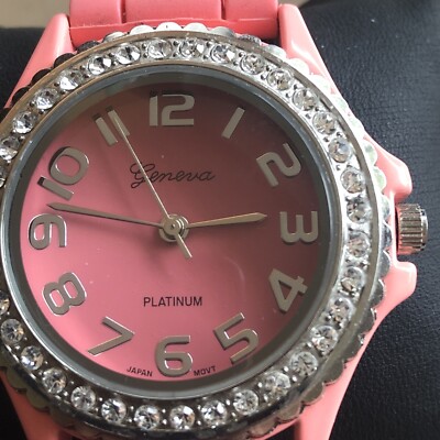 Geneva Platinum Pink Watch NEW BATTERY 