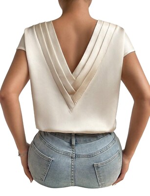 New Woman Glamours Champagne V Neck Blouse Batwing Sleeve