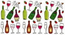 Mrs Grossman's Reflections WINE Champagne Strawberry Scrapbook Stickers 3 Sheets