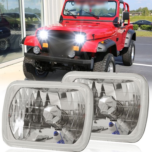 Black 5x7 Pair LED Headlights 1986-1995 Jeep Wrangler YJ 1984-2001 Cherokee XJ E - Foto 3