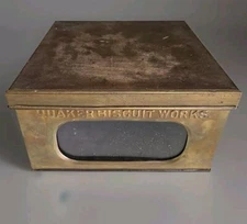 Antique Quaker Biscuit Works Country General Store Window Front Display Tin