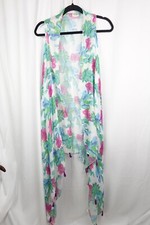 Grace & Emma Kimono Style Sheer Topper SML Boho Tassels Floral Spring One Size